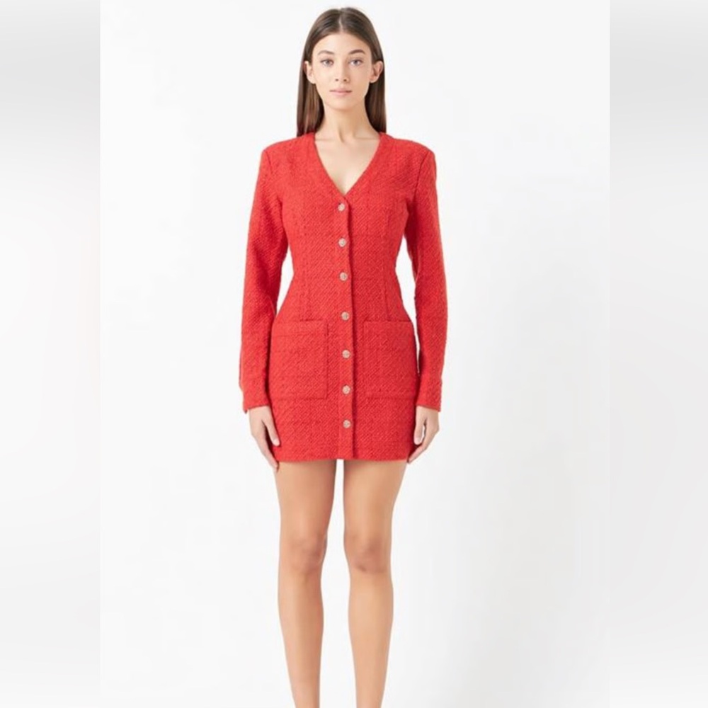 Endless Rose Vibrant Red Long Sleeve Dress